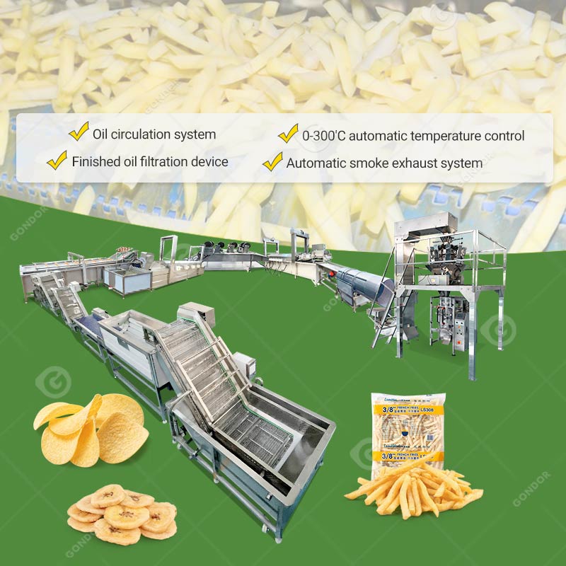 Linea di produzione completamente automatica di patatine fritte e patatine fritte    