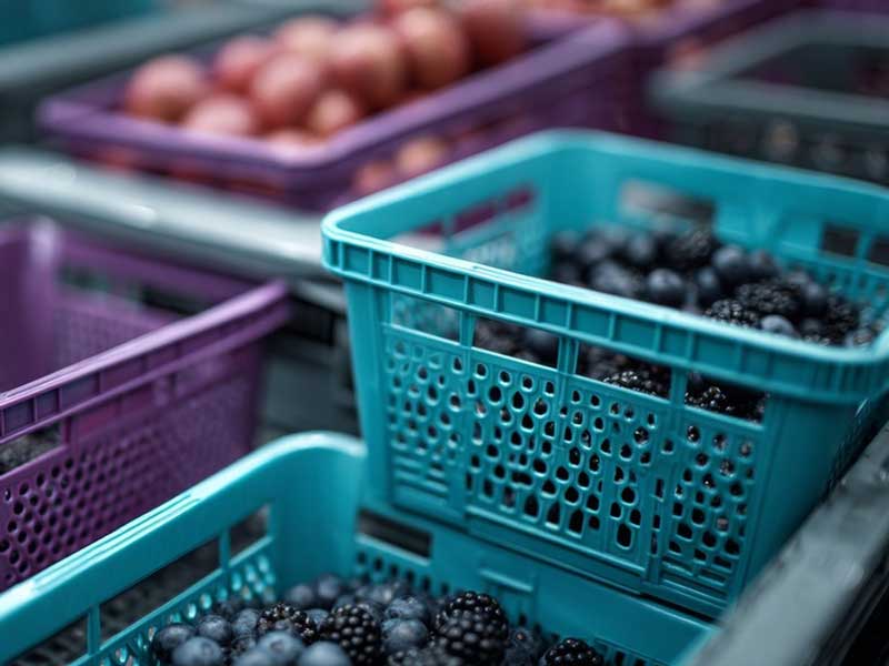 Lavatrice industriale a cassetta per frutta e verdura