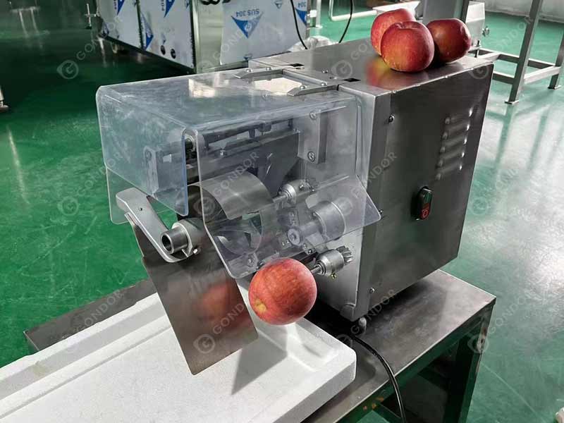 macchina per sbucciare e detorsolare le mele ripresa dal vivo3